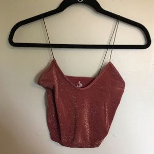Free People rusty red shimmer crop top